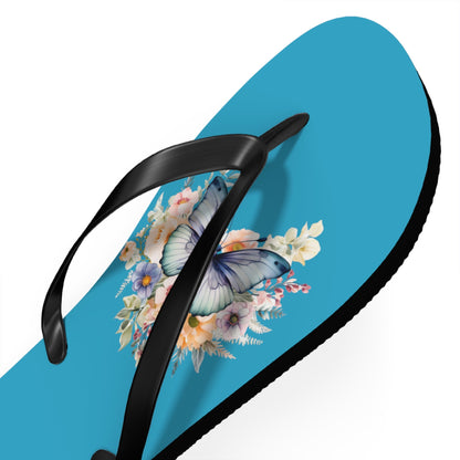 Turquoise Flip Flops with Butterfly Design - JennyCool