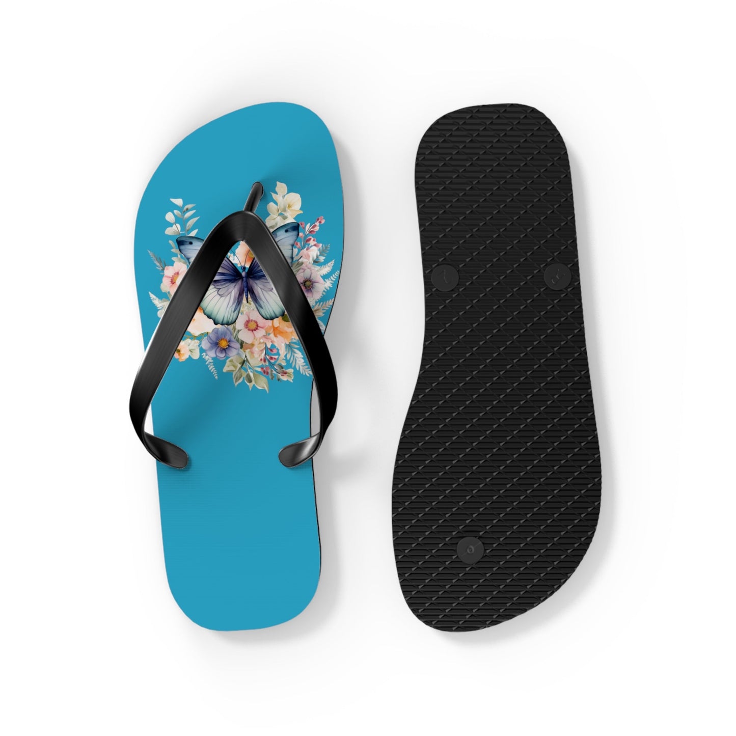 Turquoise Flip Flops with Butterfly Design - JennyCool