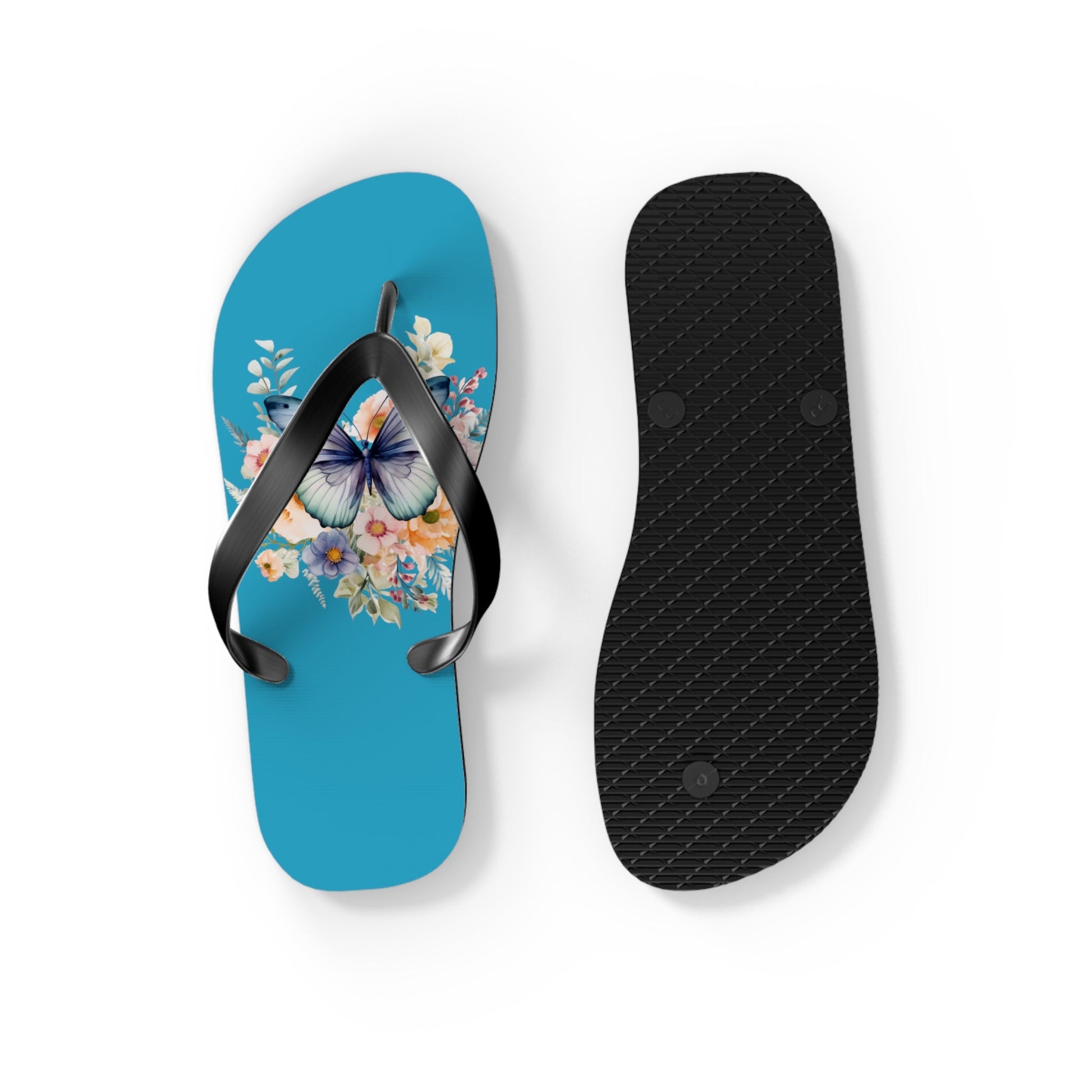 Turquoise Flip Flops with Butterfly Design - JennyCool