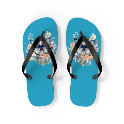Turquoise Flip Flops with Butterfly Design - JennyCool