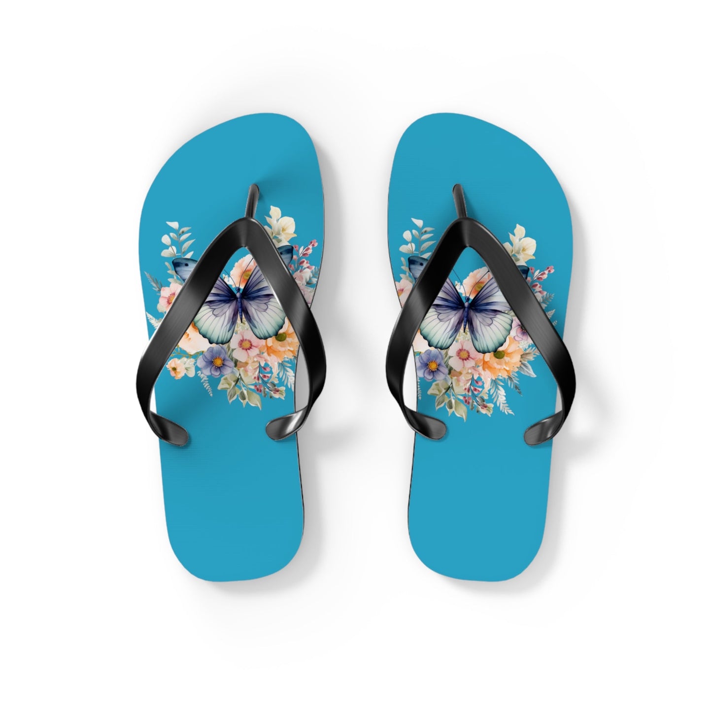 Turquoise Flip Flops with Butterfly Design - JennyCool