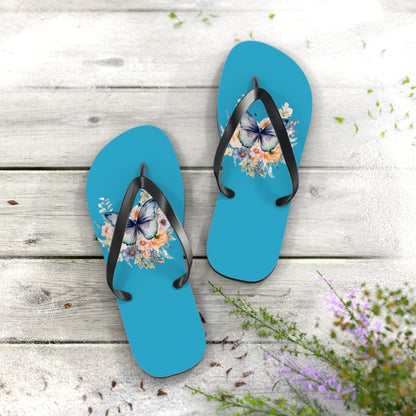 Turquoise Flip Flops with Butterfly Design - JennyCool