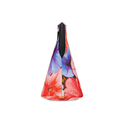 Vibrant Floral Makeup Bag – Colorful Petunia Cosmetic Pouch, Faux Leather Travel Makeup Organizer - JennyCool