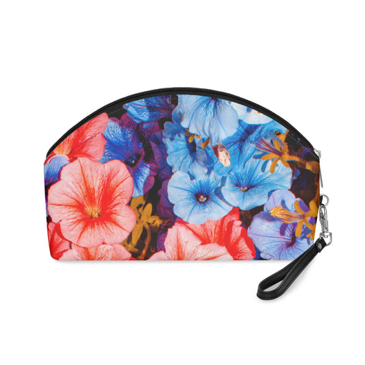 Vibrant Floral Makeup Bag – Colorful Petunia Cosmetic Pouch, Faux Leather Travel Makeup Organizer - JennyCool