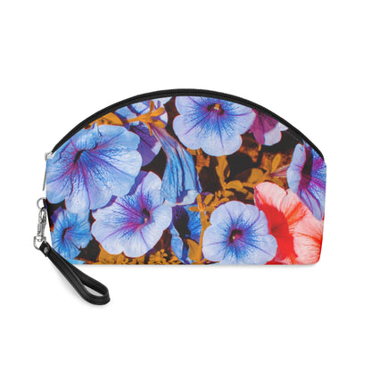 Vibrant Floral Makeup Bag – Colorful Petunia Cosmetic Pouch, Faux Leather Travel Makeup Organizer - JennyCool