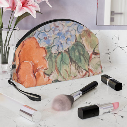 Vintage Floral Makeup Bag – Botanical Flower Cosmetic Pouch, Faux Leather Travel Makeup Organizer - JennyCool