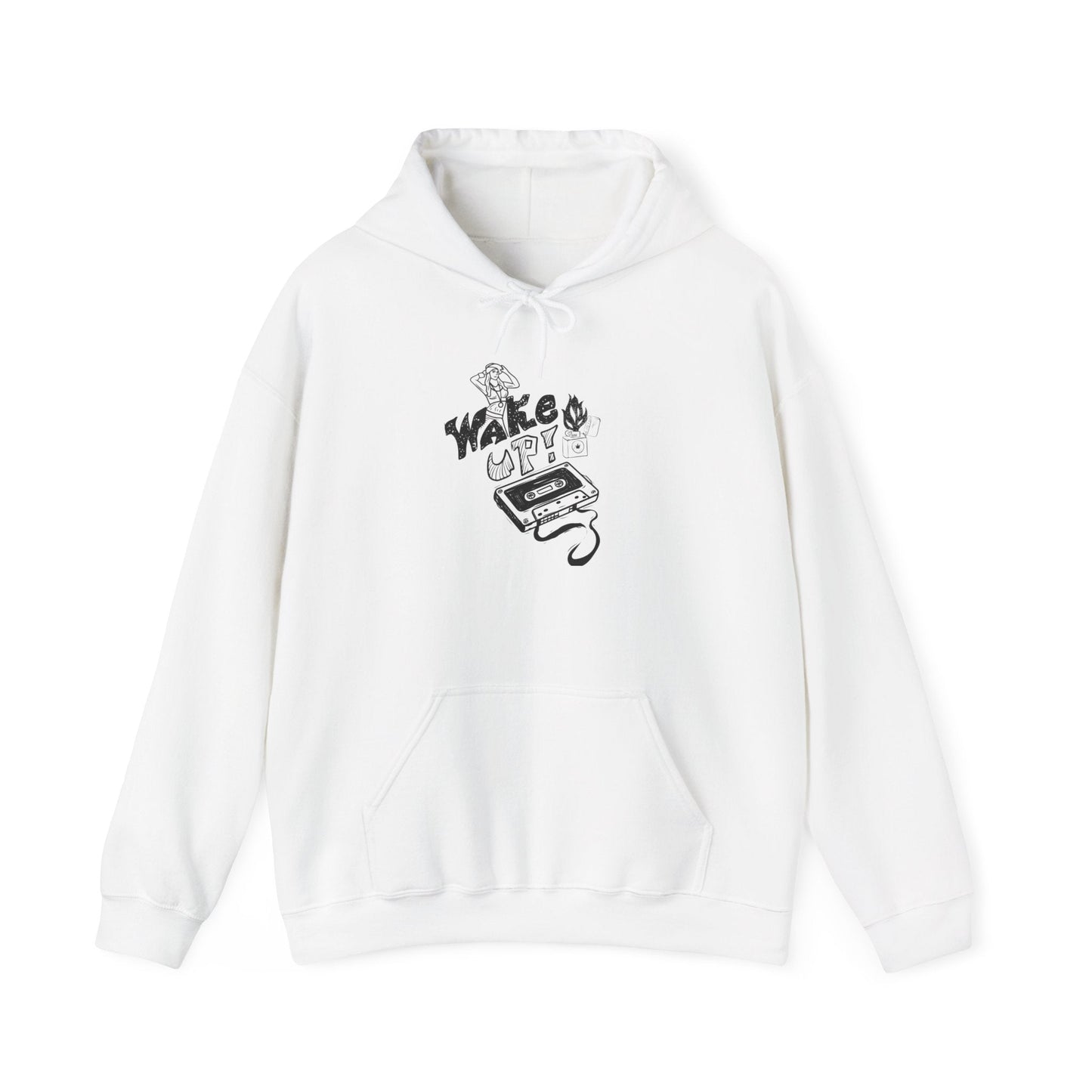 Wake Up Retro Cassette Hoodie – Vintage Streetwear Graphic Sweatshirt - JennyCool