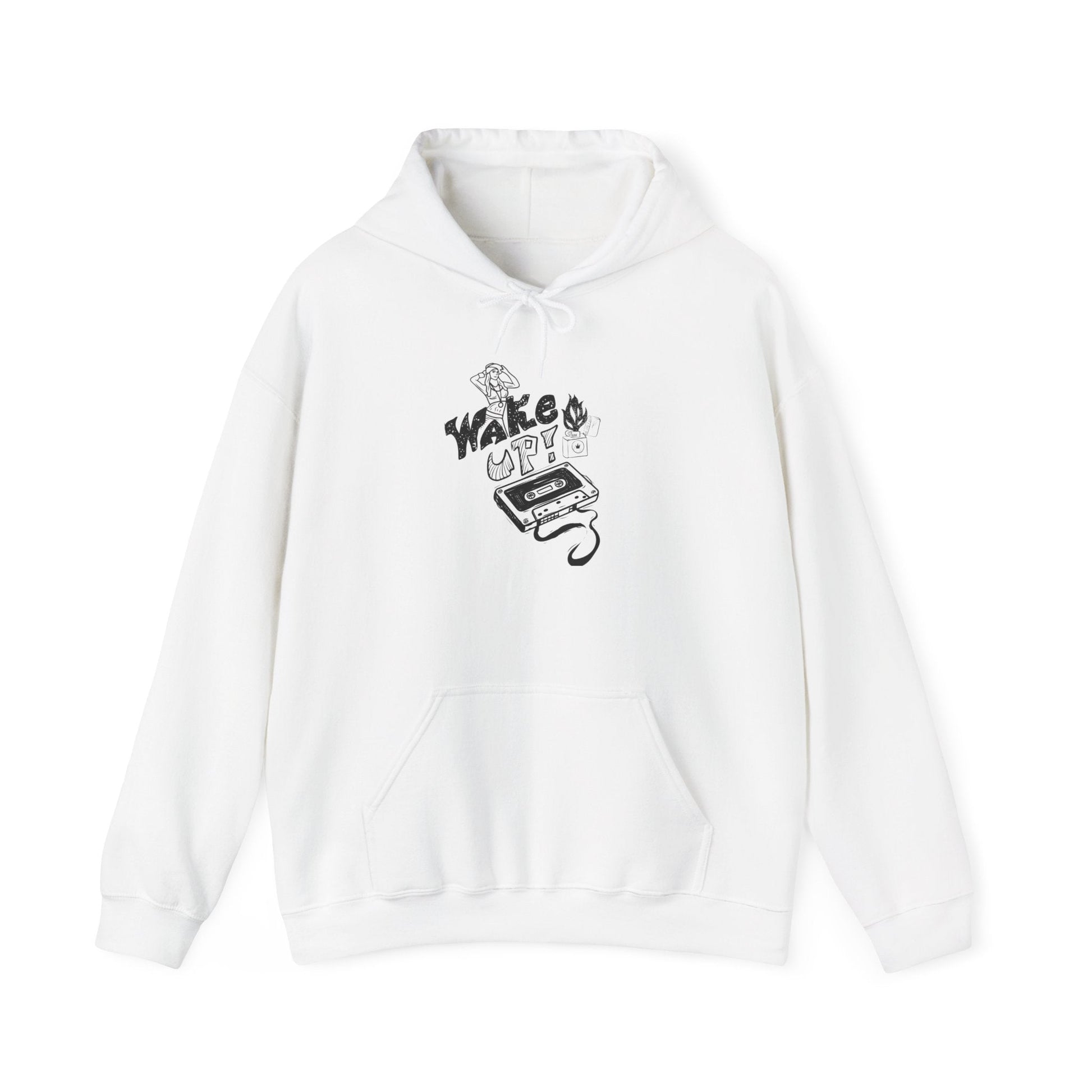 Wake Up Retro Cassette Hoodie – Vintage Streetwear Graphic Sweatshirt - JennyCool