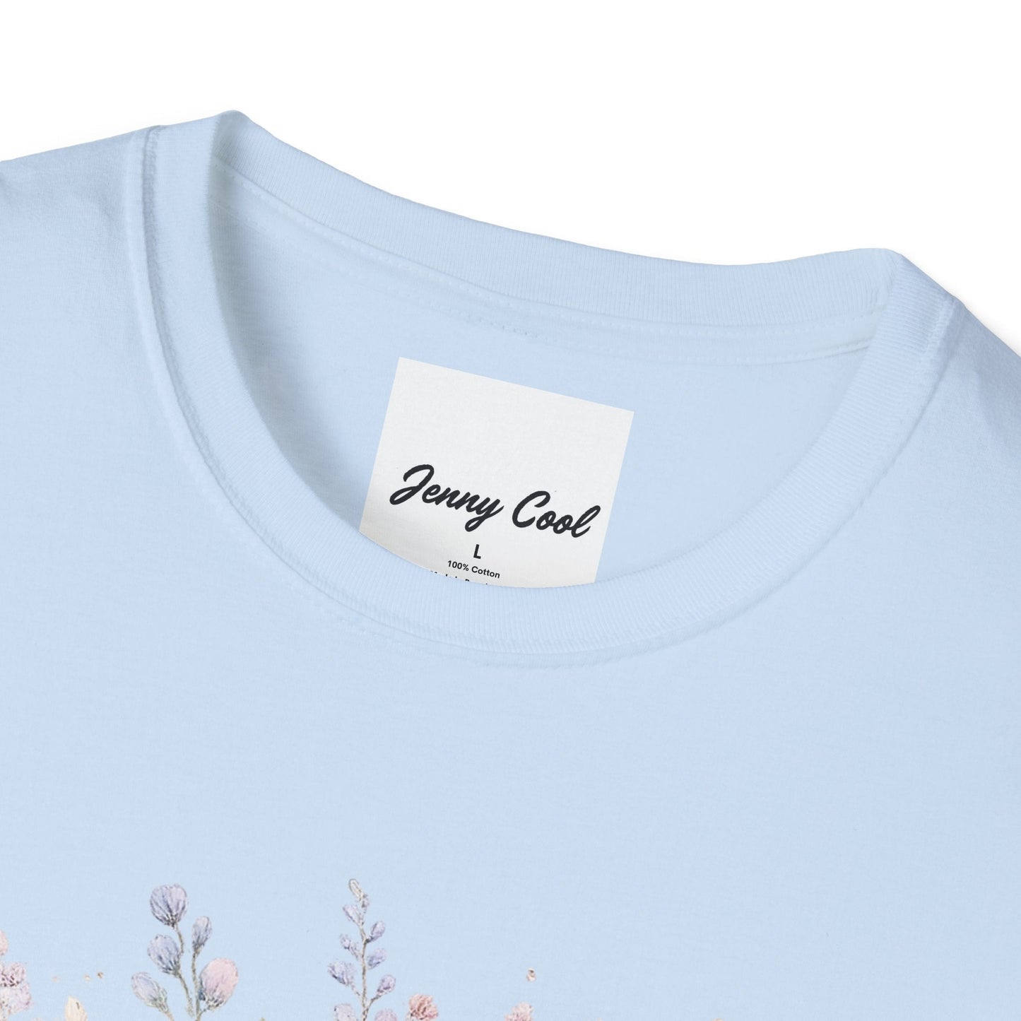 Watercolor Peony & Lavender Lightweight Cotton T-Shirt – Soft Breathable Crew Neck Tee - JennyCool