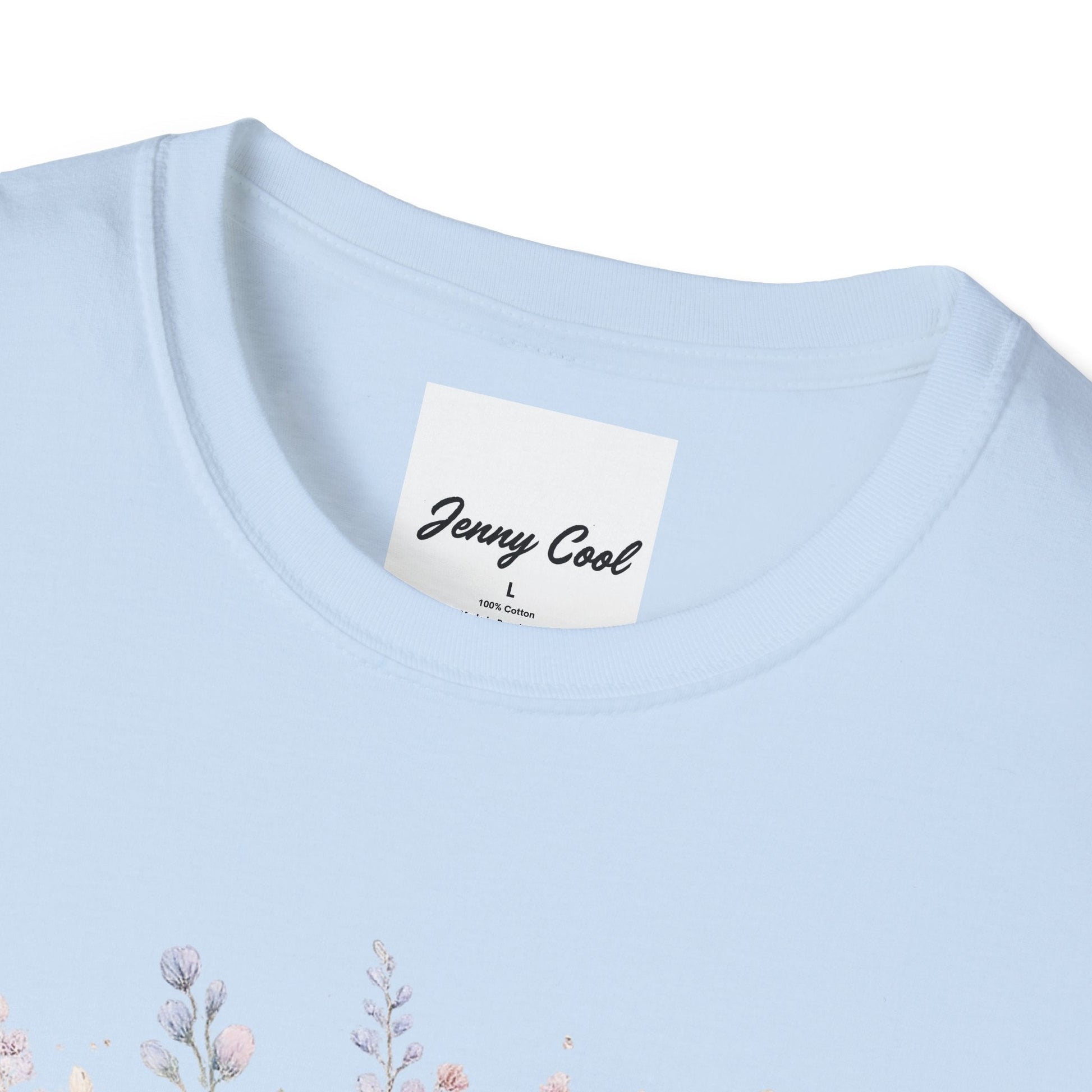 Watercolor Peony & Lavender Lightweight Cotton T-Shirt – Soft Breathable Crew Neck Tee - JennyCool