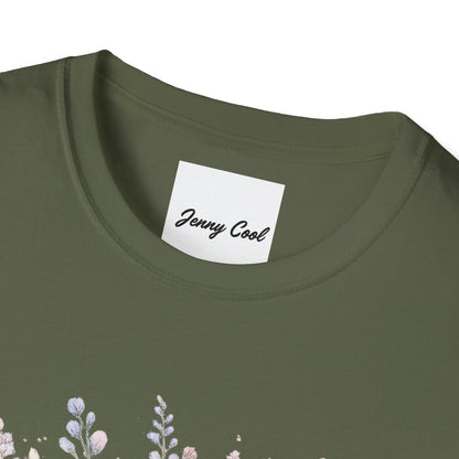 Watercolor Peony & Lavender Lightweight Cotton T-Shirt – Soft Breathable Crew Neck Tee - JennyCool