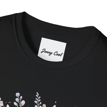 Watercolor Peony & Lavender Lightweight Cotton T-Shirt – Soft Breathable Crew Neck Tee - JennyCool
