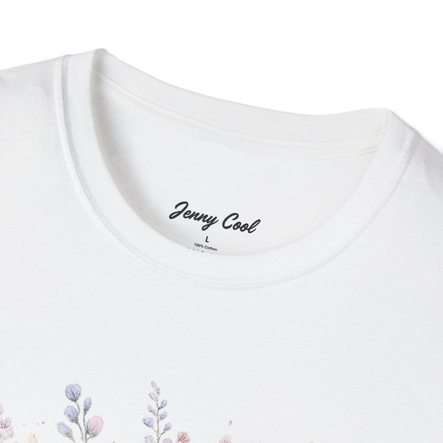Watercolor Peony & Lavender Lightweight Cotton T-Shirt – Soft Breathable Crew Neck Tee - JennyCool