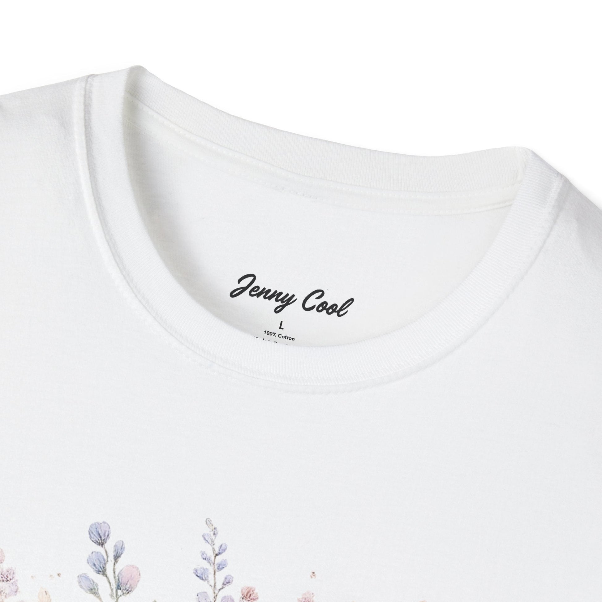 Watercolor Peony & Lavender Lightweight Cotton T-Shirt – Soft Breathable Crew Neck Tee - JennyCool