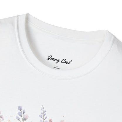 Watercolor Peony & Lavender Lightweight Cotton T-Shirt – Soft Breathable Crew Neck Tee - JennyCool