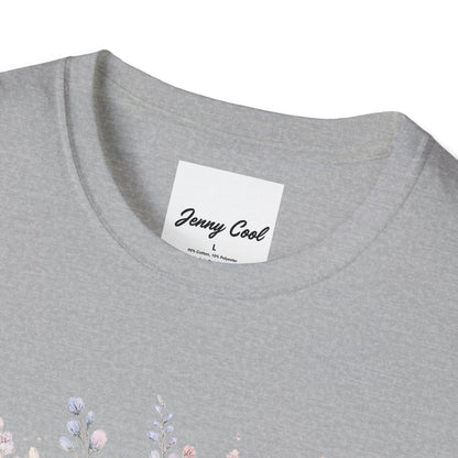 Watercolor Peony & Lavender Lightweight Cotton T-Shirt – Soft Breathable Crew Neck Tee - JennyCool