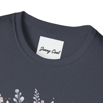 Watercolor Peony & Lavender Lightweight Cotton T-Shirt – Soft Breathable Crew Neck Tee - JennyCool