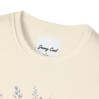 Watercolor Peony & Lavender Lightweight Cotton T-Shirt – Soft Breathable Crew Neck Tee - JennyCool