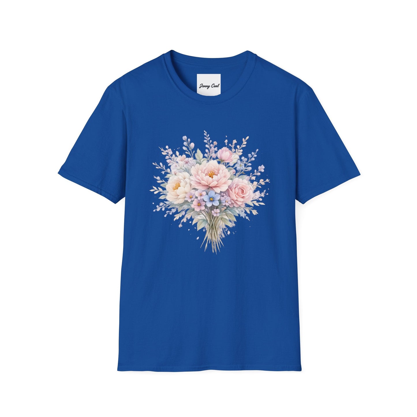 Watercolor Peony & Lavender Lightweight Cotton T-Shirt – Soft Breathable Crew Neck Tee - JennyCool
