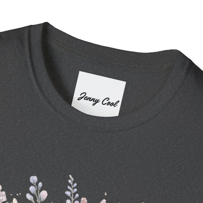 Watercolor Peony & Lavender Lightweight Cotton T-Shirt – Soft Breathable Crew Neck Tee - JennyCool