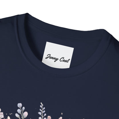 Watercolor Peony & Lavender Lightweight Cotton T-Shirt – Soft Breathable Crew Neck Tee - JennyCool