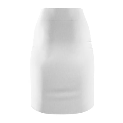 White Women's Pencil Skirt (AOP) with Spring Flowers and Butterfly - JennyCool