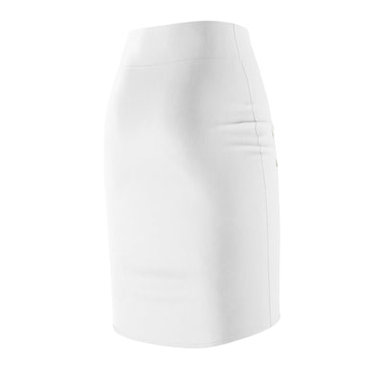 White Women's Pencil Skirt (AOP) with Spring Flowers and Butterfly - JennyCool