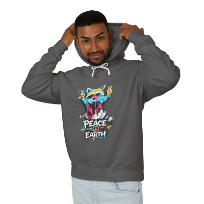 Women’s Peace on Earth Raccoon Hoodie – Colorful Graphic Lightweight Pullover - JennyCool
