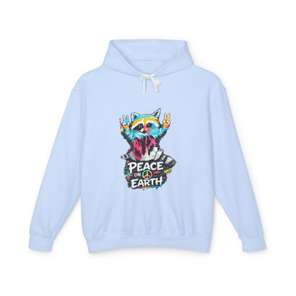 Women’s Peace on Earth Raccoon Hoodie – Colorful Graphic Lightweight Pullover - JennyCool