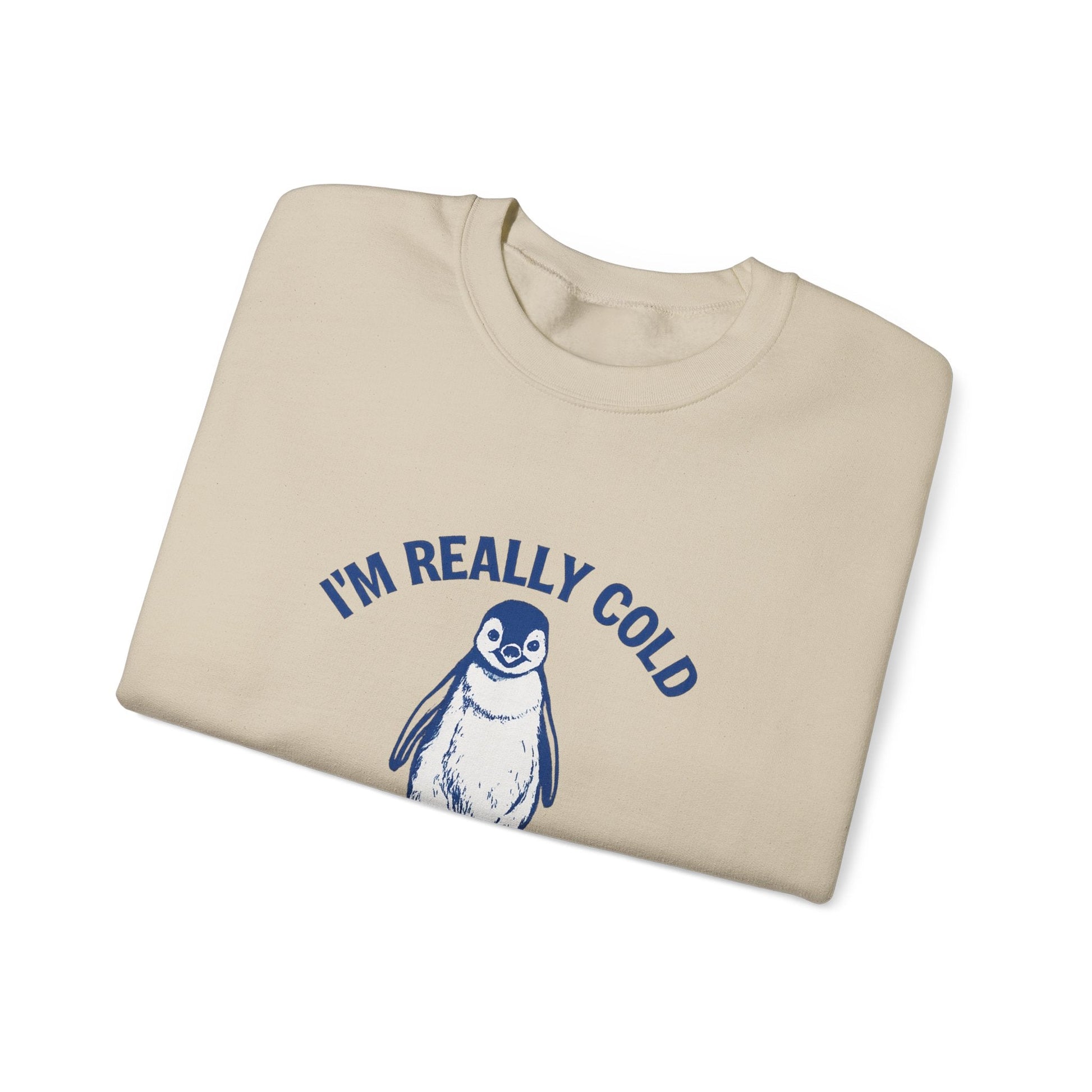 Women’s Penguin Graphic Sweatshirt – I’m Really Cold But I’m Being Brave About It – Cute Cozy Crewneck - JennyCool