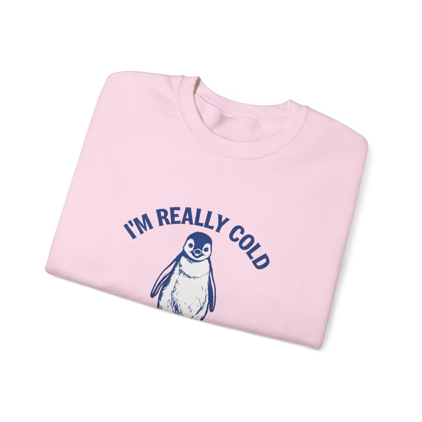 Women’s Penguin Graphic Sweatshirt – I’m Really Cold But I’m Being Brave About It – Cute Cozy Crewneck - JennyCool