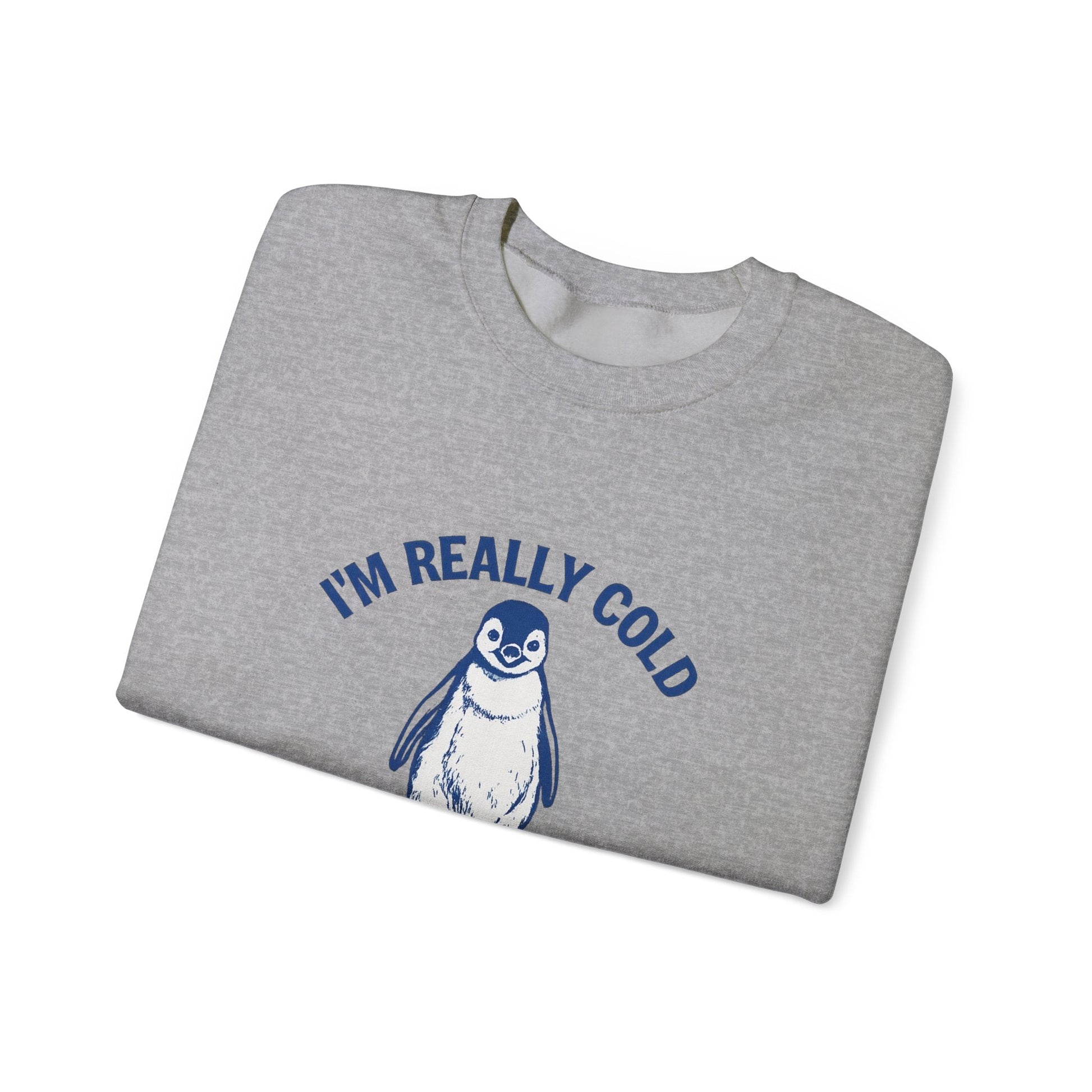 Women’s Penguin Graphic Sweatshirt – I’m Really Cold But I’m Being Brave About It – Cute Cozy Crewneck - JennyCool