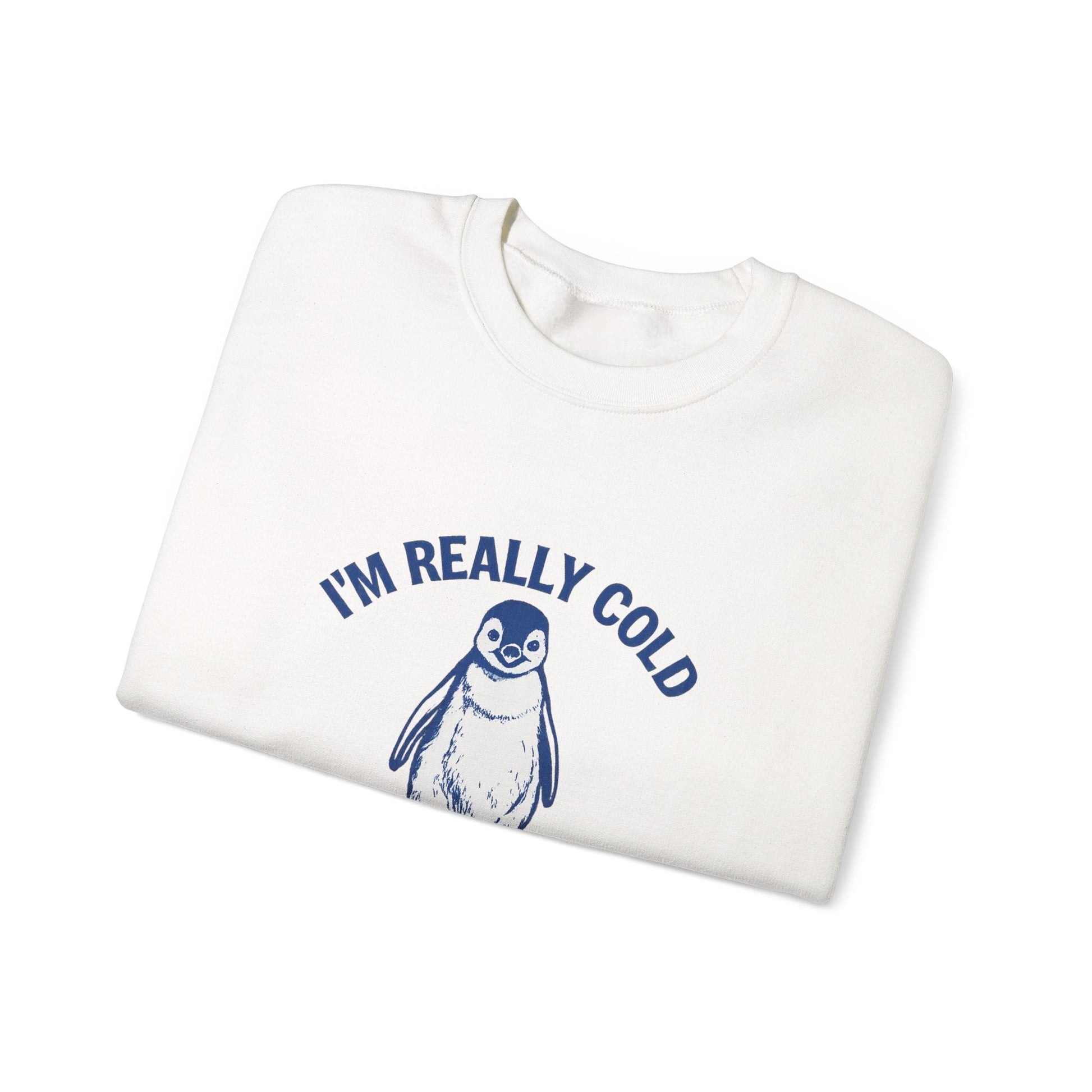 Women’s Penguin Graphic Sweatshirt – I’m Really Cold But I’m Being Brave About It – Cute Cozy Crewneck - JennyCool