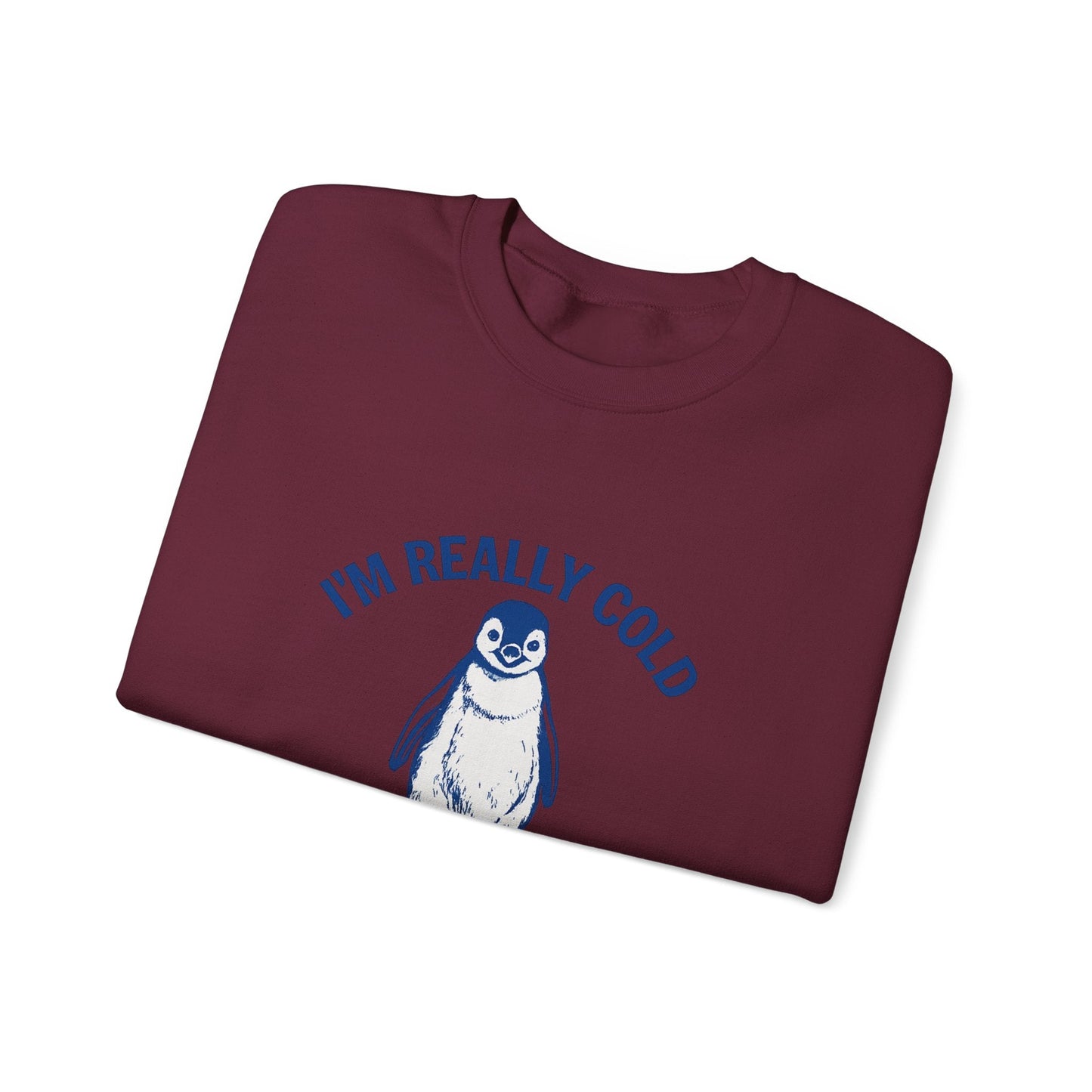Women’s Penguin Graphic Sweatshirt – I’m Really Cold But I’m Being Brave About It – Cute Cozy Crewneck - JennyCool