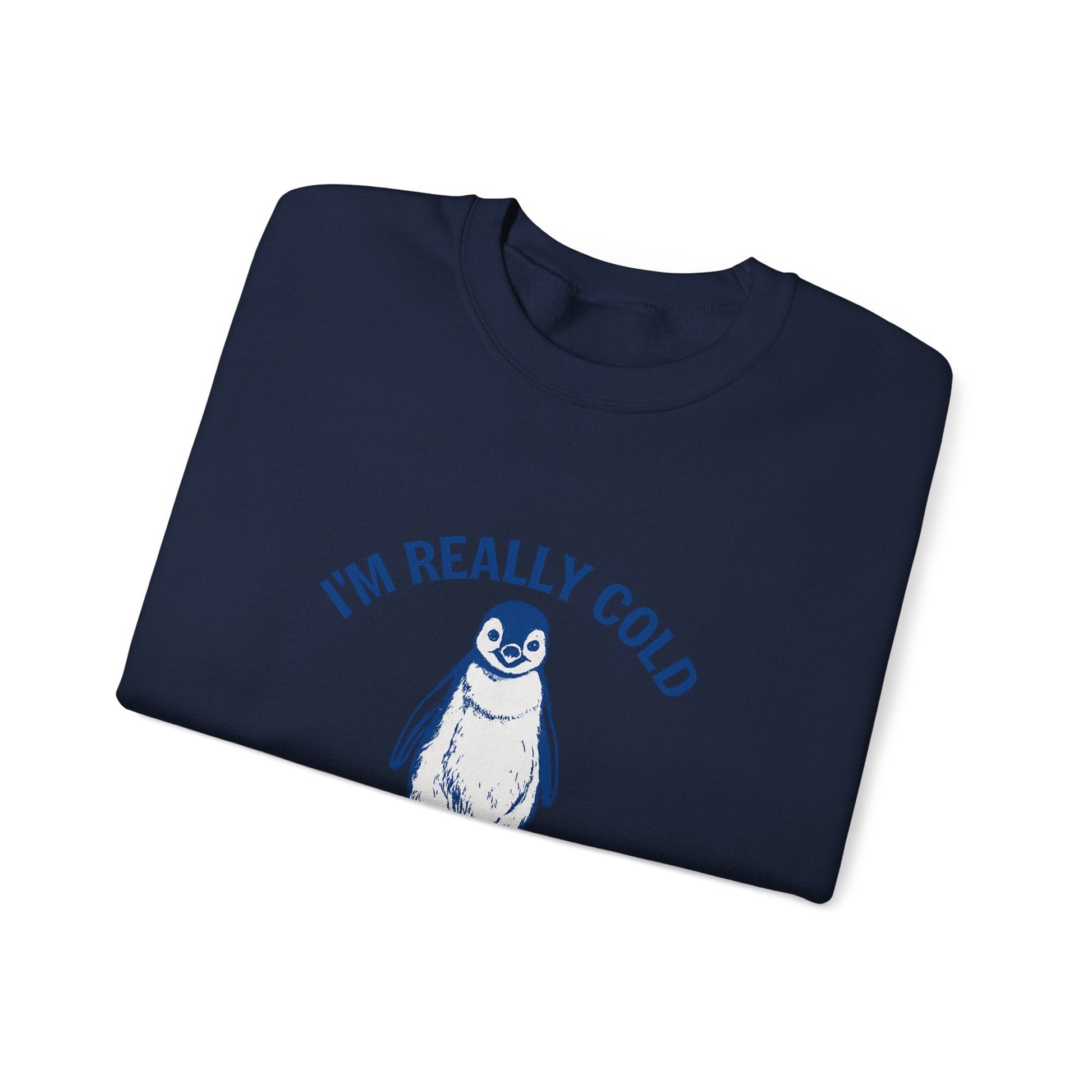 Women’s Penguin Graphic Sweatshirt – I’m Really Cold But I’m Being Brave About It – Cute Cozy Crewneck - JennyCool