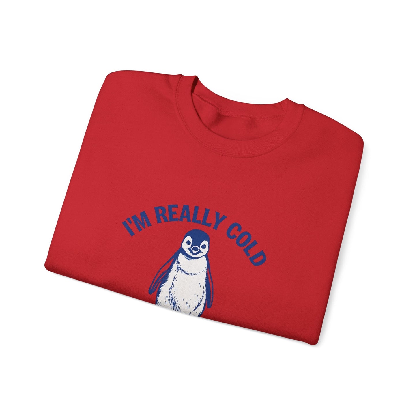 Women’s Penguin Graphic Sweatshirt – I’m Really Cold But I’m Being Brave About It – Cute Cozy Crewneck - JennyCool