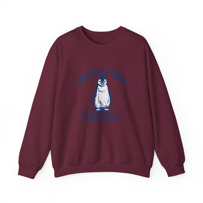 Women’s Penguin Graphic Sweatshirt – I’m Really Cold But I’m Being Brave About It – Cute Cozy Crewneck - JennyCool