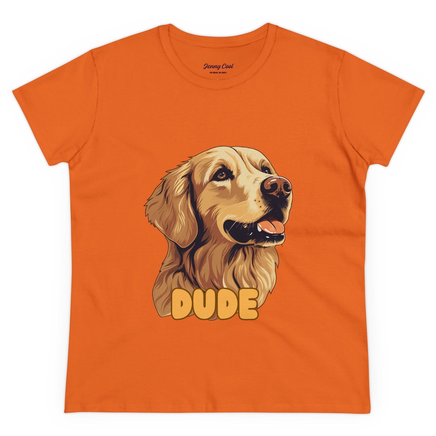 Women's Tee with Golden Dog Print - Valentine's Day Gift - JennyCool
