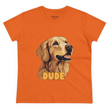 Women's Tee with Golden Dog Print - Valentine's Day Gift - JennyCool