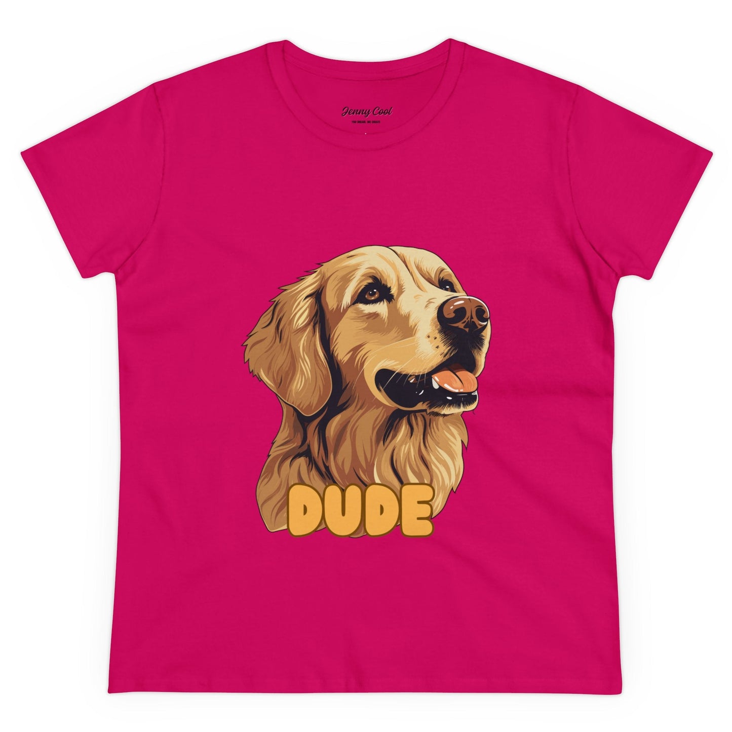 Women's Tee with Golden Dog Print - Valentine's Day Gift - JennyCool