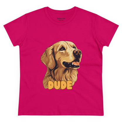 Women's Tee with Golden Dog Print - Valentine's Day Gift - JennyCool