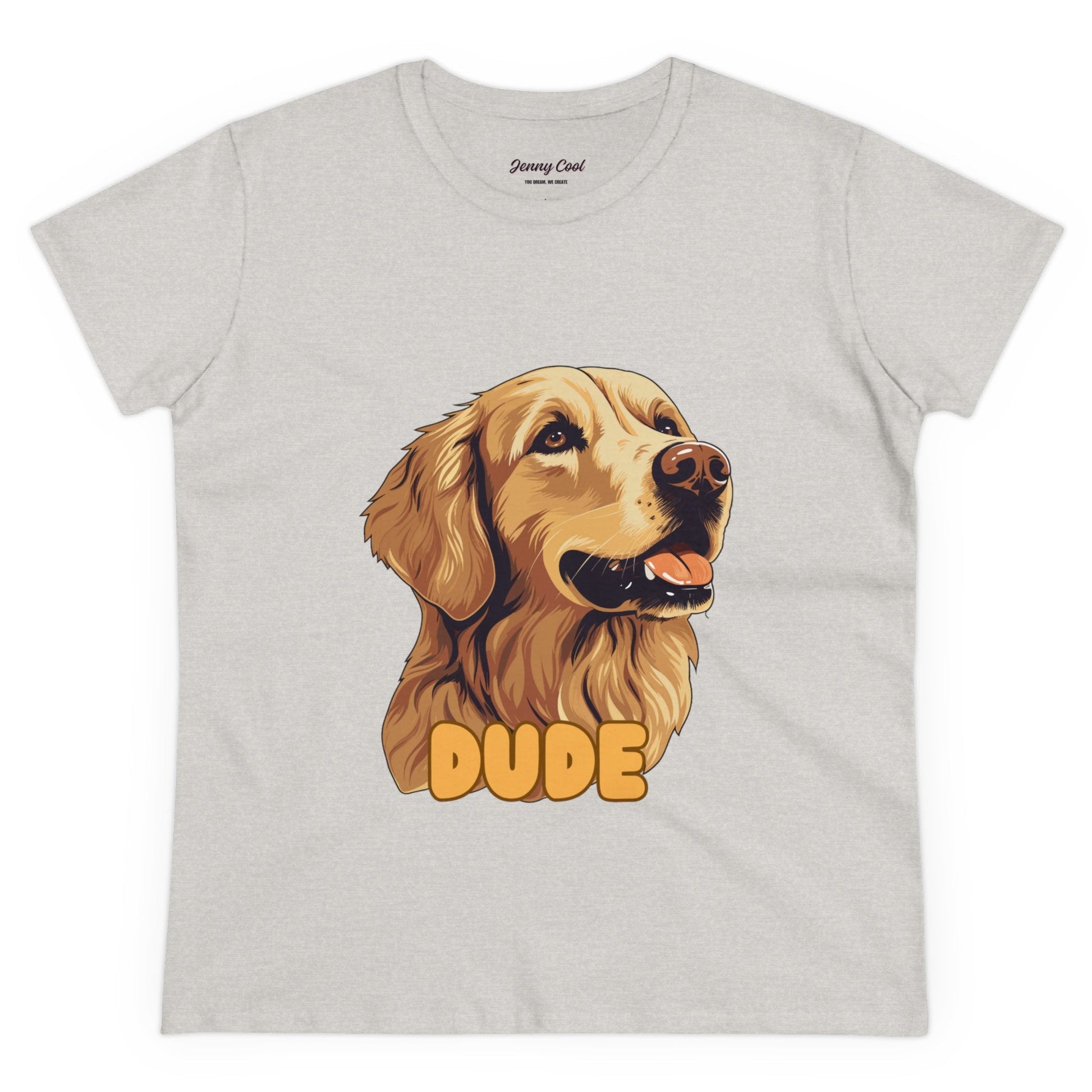 Women's Tee with Golden Dog Print - Valentine's Day Gift - JennyCool