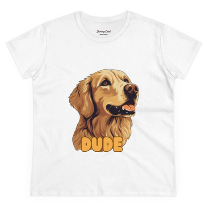 Women's Tee with Golden Dog Print - Valentine's Day Gift - JennyCool