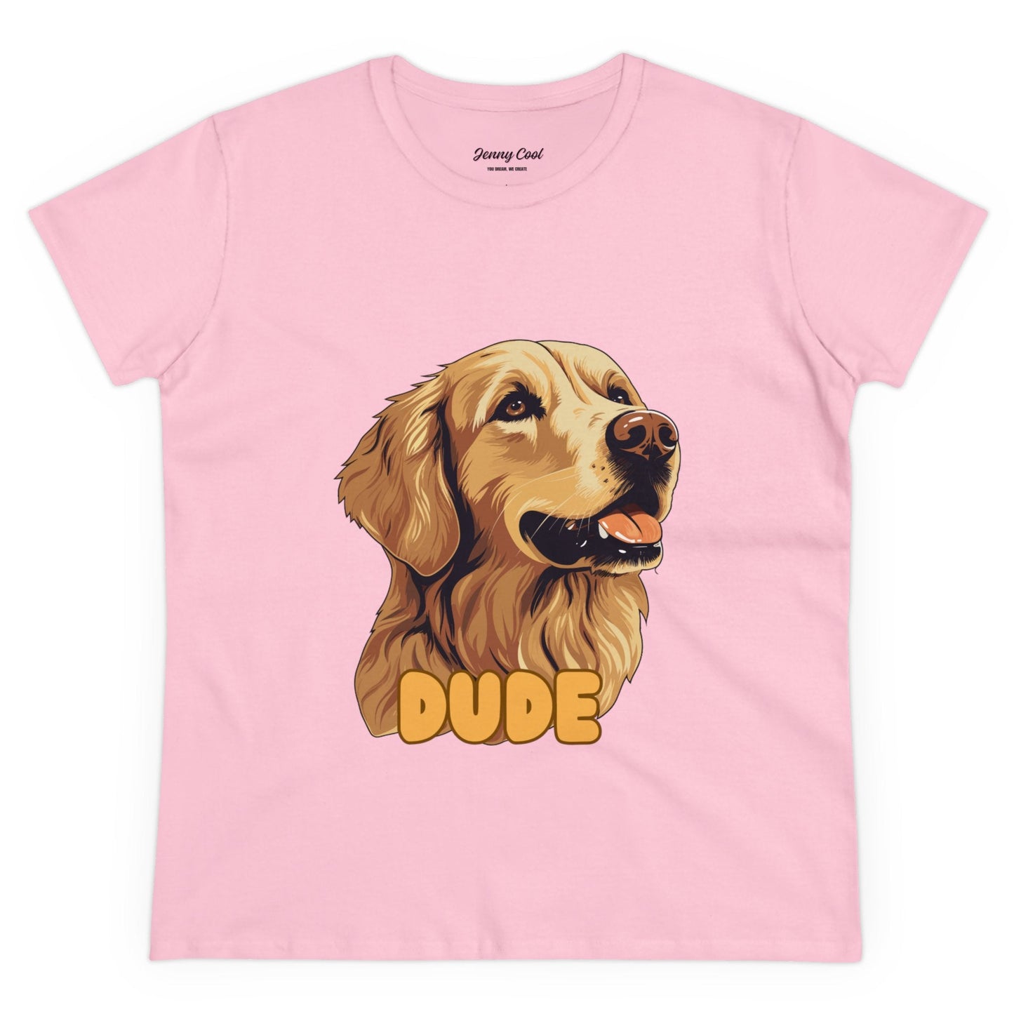 Women's Tee with Golden Dog Print - Valentine's Day Gift - JennyCool