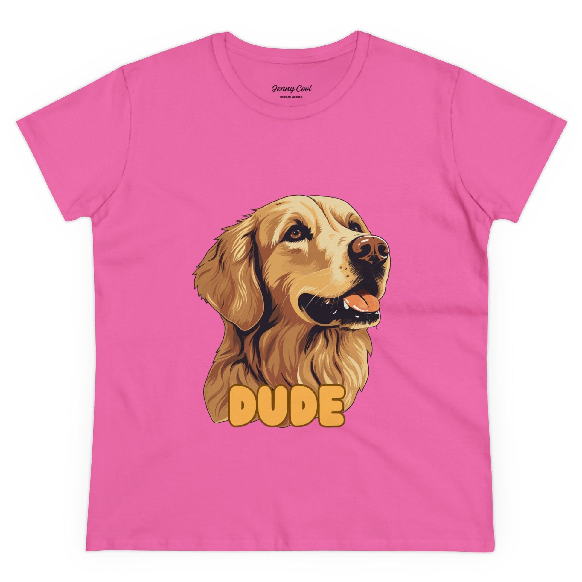 Women's Tee with Golden Dog Print - Valentine's Day Gift - JennyCool