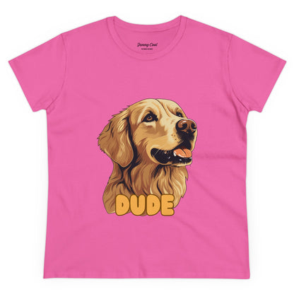 Women's Tee with Golden Dog Print - Valentine's Day Gift - JennyCool