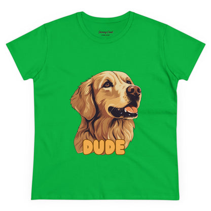 Women's Tee with Golden Dog Print - Valentine's Day Gift - JennyCool