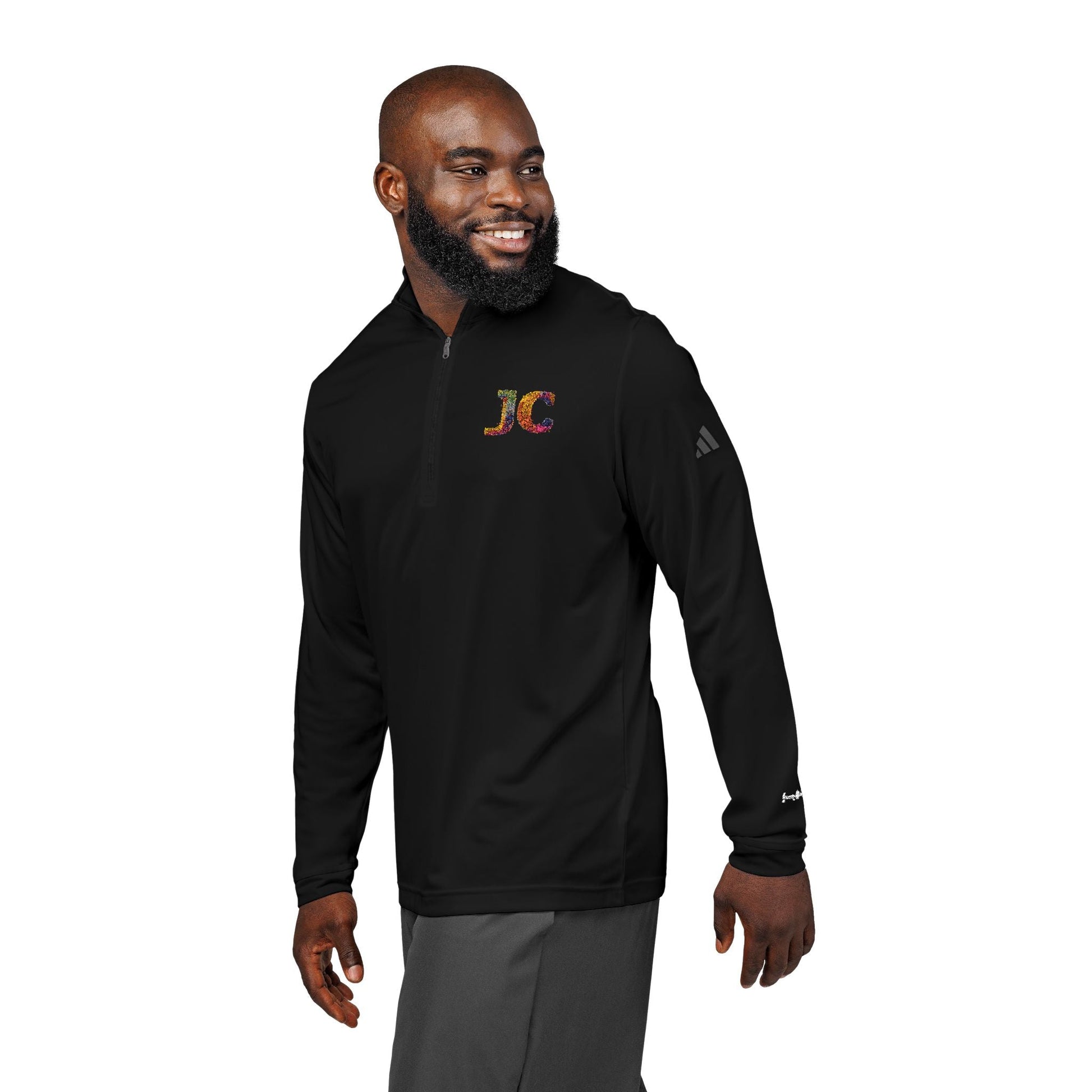 Women’s White JC Embroidered Quarter - Zip – Lightweight Athletic Pullover | Jenny Cool x adidas - JennyCool