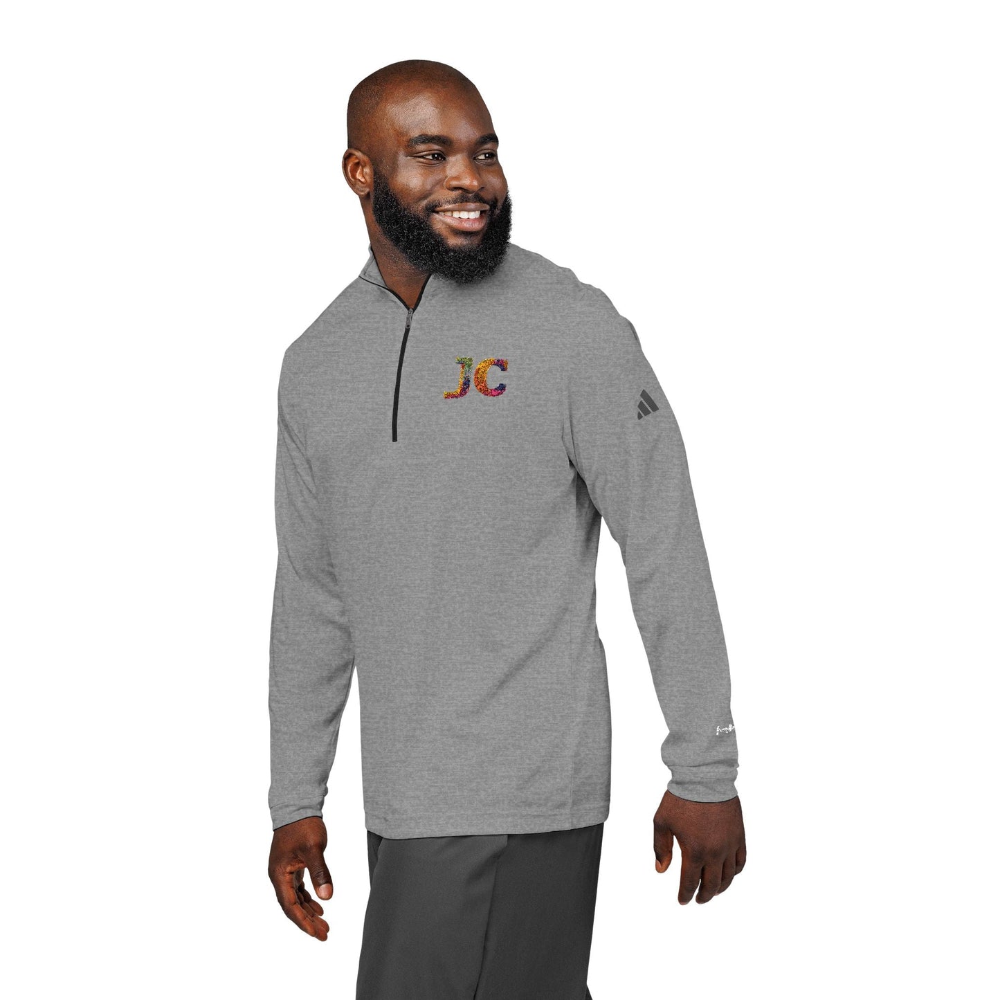 Women’s White JC Embroidered Quarter - Zip – Lightweight Athletic Pullover | Jenny Cool x adidas - JennyCool