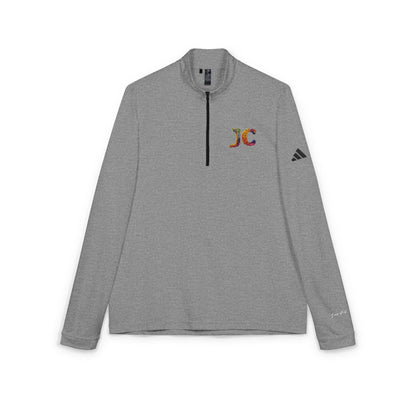 Women’s White JC Embroidered Quarter - Zip – Lightweight Athletic Pullover | Jenny Cool x adidas - JennyCool